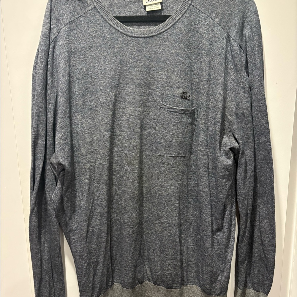 Lacoste Long Sleeve Pocket Sweater in Heathered Grey